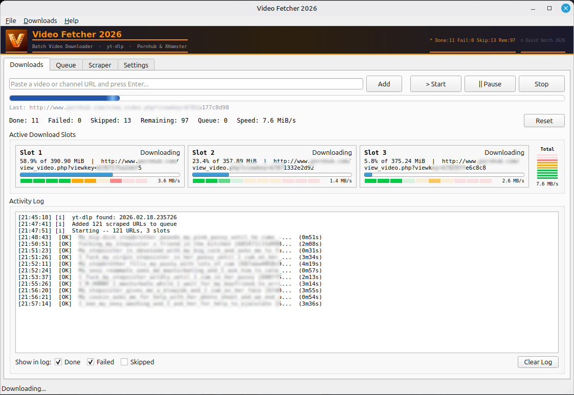 Video Fetcher 2026 — Active Downloads